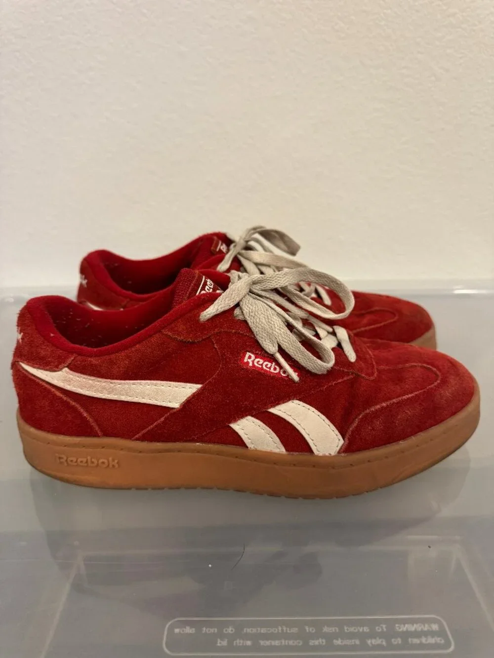 Reebok Forte Lounger Double-Up Red Suede Gum Sneakers Women's 7.5
